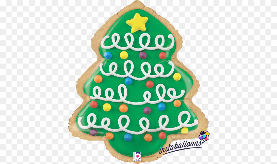 Foil Shape Balloon Christmas Tree Cookie Mylar, Birthday Cake, Cake, Cream, Dessert Png Image