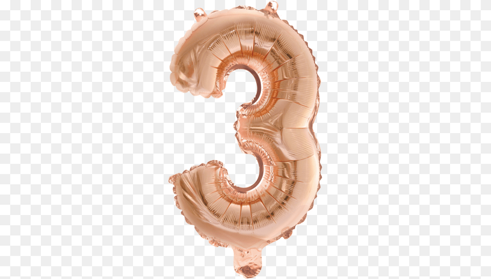 Foilballoon No 3 16 Rose Gold 16u0027u0027 Numbers Foil Balloon No 3 Rose Gold, Accessories, Animal, Invertebrate, Sea Life Png