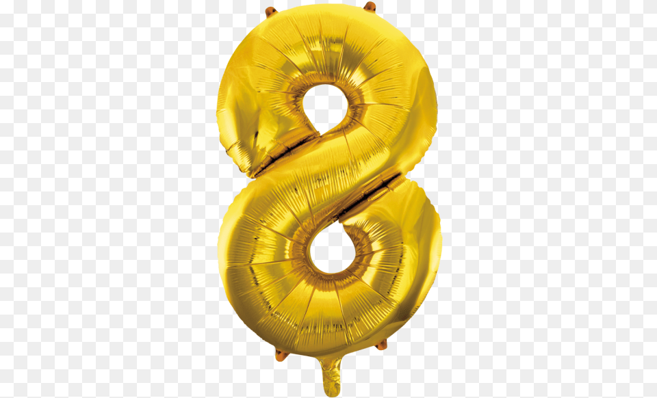 Foilballoon No 8 34 Gold Foil Balloons Balo Metalizado Nmero 8, Symbol, Text, Number Png
