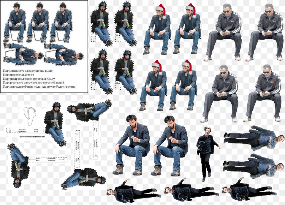 Fold Here Fold Step Sad Keanu Cut Out, Jeans, Person, Clothing, People Free Png Download