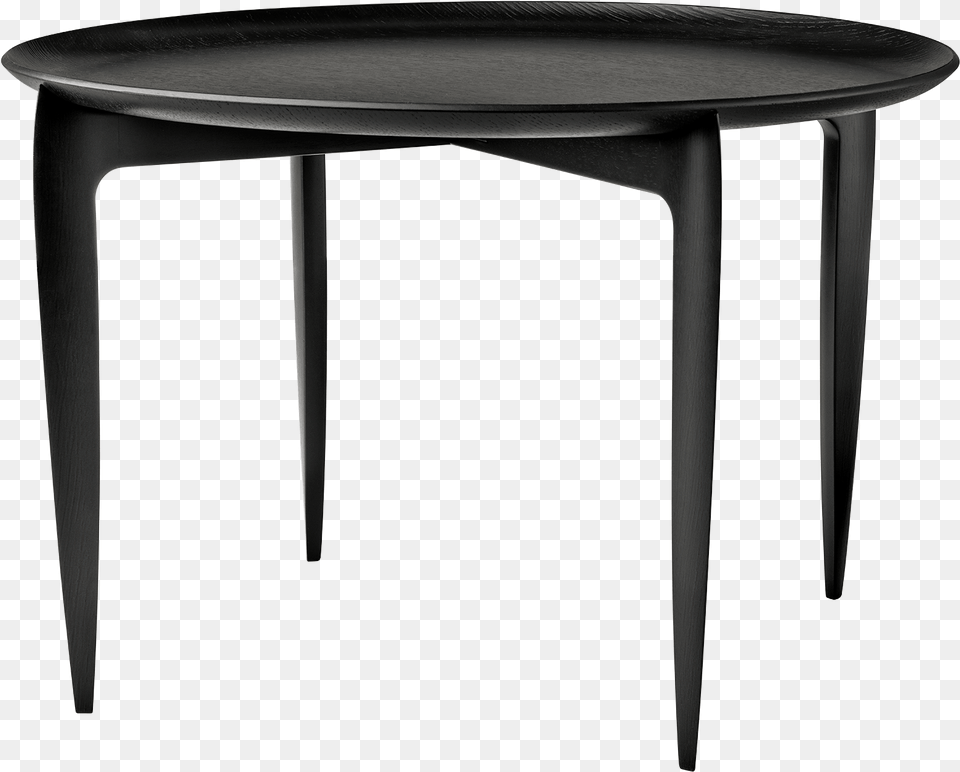 Foldable Tray Table 60 Cm Black Lacquered Oak Coffee Table, Coffee Table, Dining Table, Furniture Free Png Download