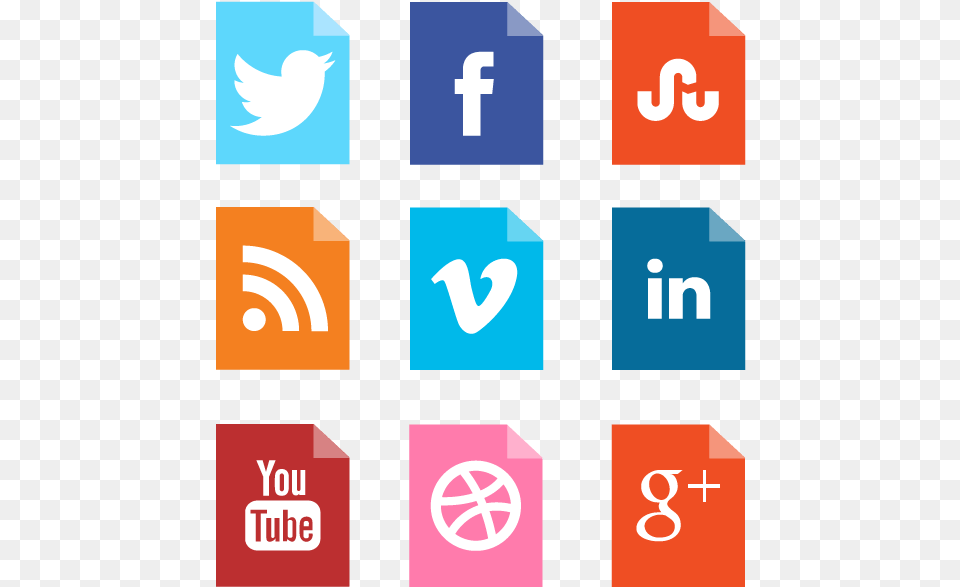 Folded Icons Red Social Media Buttons, Sign, Symbol, Text Png Image