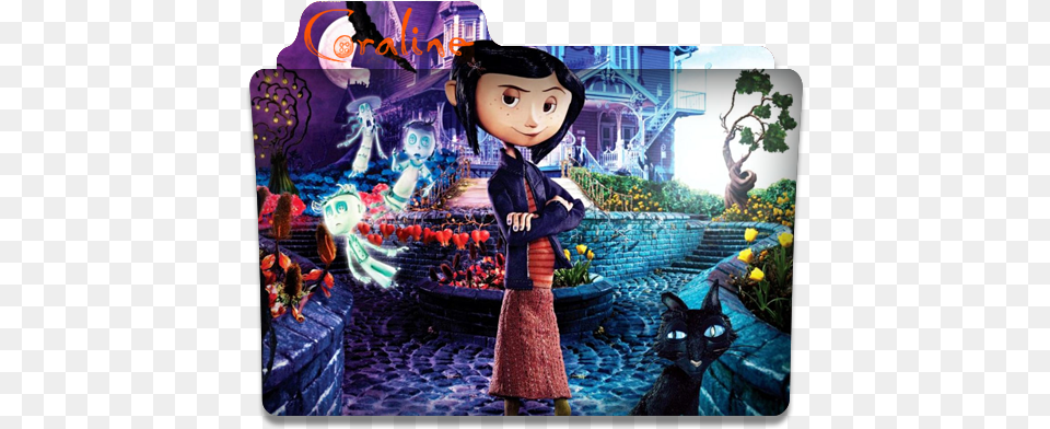 Folder Eyecons Coraline 2009 Coraline Poster, Child, Female, Girl, Person Png