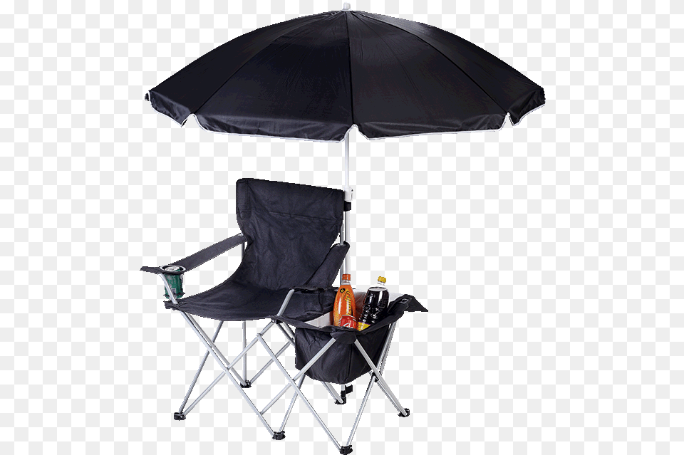 Folding Chair With Umbrella And Cooler, Furniture, Canopy Free Png Download