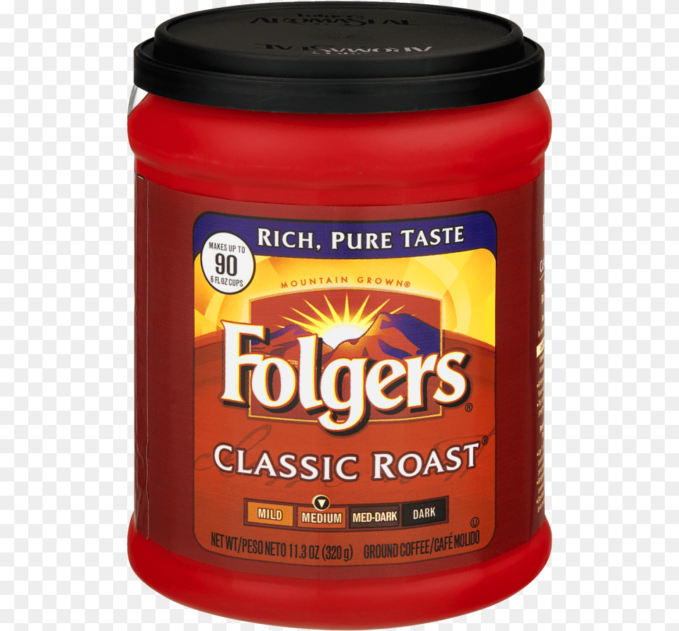 Folgers Classic Roast Coffee Folgers Coffee, Can, Tin, Cup, Food Png Image