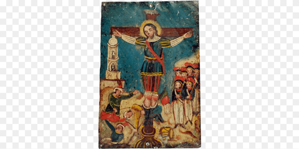 Folk Art San Acacio Martir, Painting, Symbol, Cross, Person Free Png Download