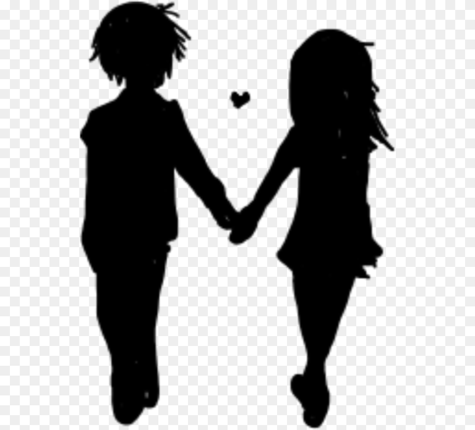 Follow My Insta If You Use Noel Couple Walking Holding Hands Silhouette, Gray Free Png