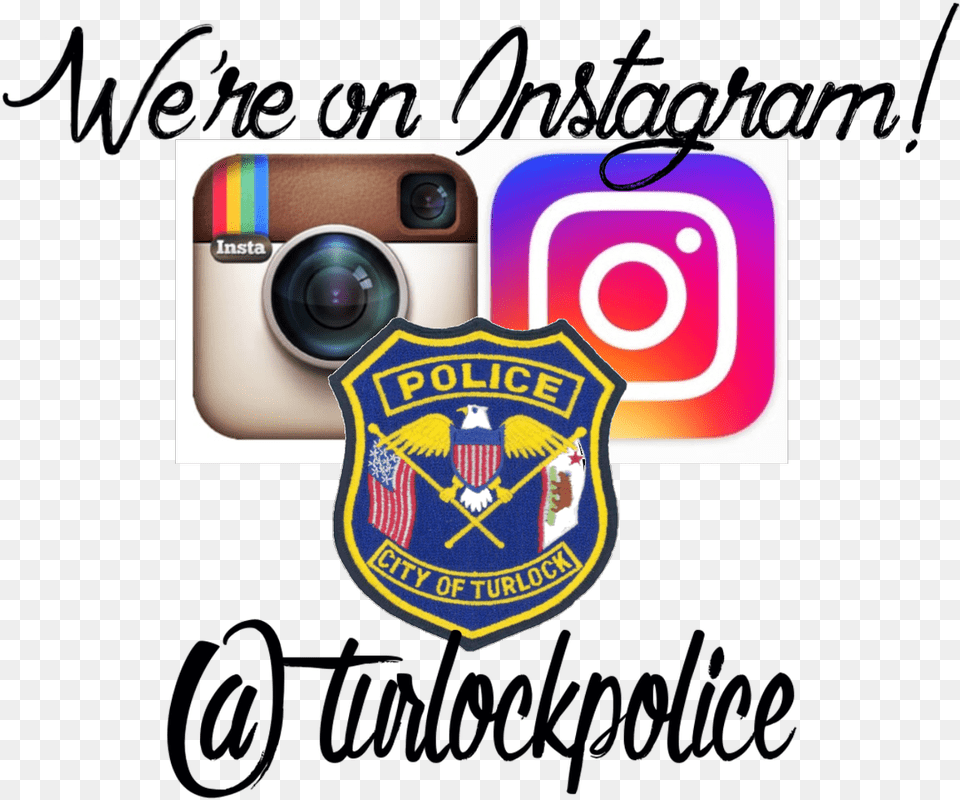 Follow Us Turlock Police Dept Instagram Instagram Icon, Badge, Camera, Electronics, Logo Png