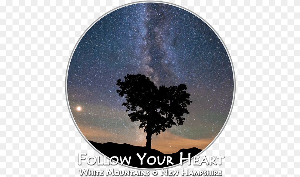Follow Your Heart Transparent Background T Shirt Tree, Nature, Night, Outdoors, Starry Sky Png
