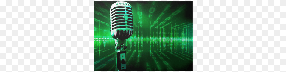 Fondo Musical Tecnologico Con Microfono Y Lenguaje Leinwandbild Retro Mikrofon Grafikdruck Pixxprint, Electrical Device, Microphone, Lighting, Light Png Image