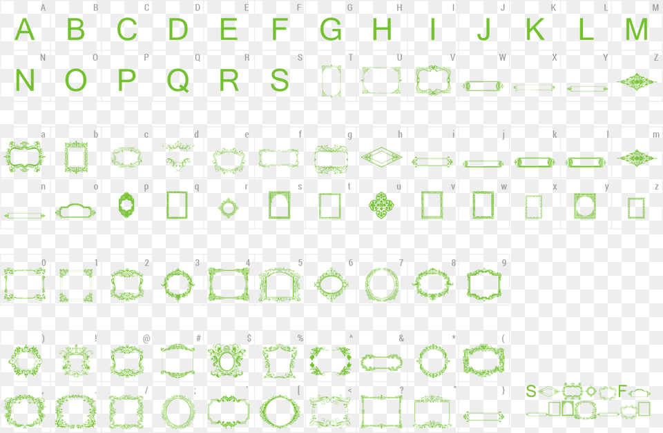 Font Vintage Frames Preview Font, Green, Pattern, Ct Scan, Scoreboard Free Png Download