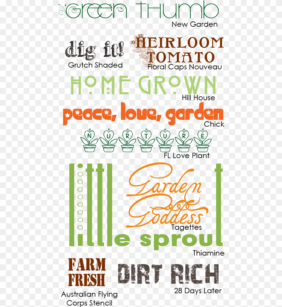 Fonts For Gardening Scrapbook Pages, Advertisement, Book, Poster, Publication Free Png Download