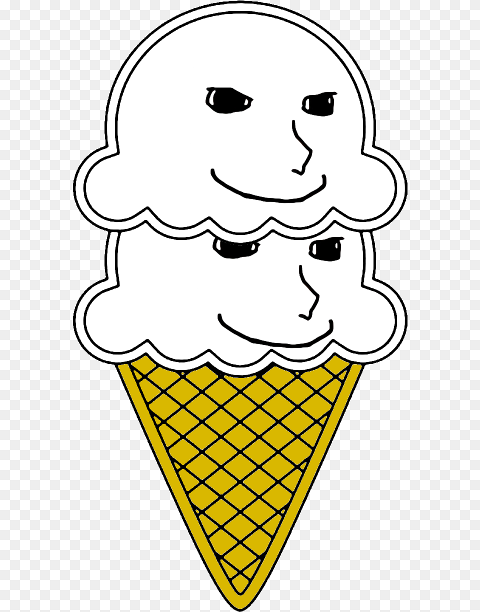 Food Amp Cooking Ice Cream Cone Outline 2 Scoops, Dessert, Ice Cream, Person, Face Png Image