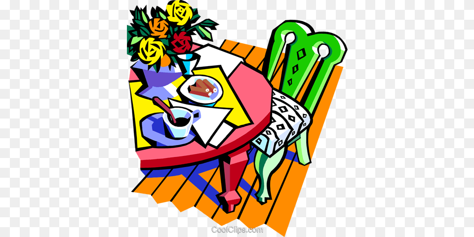 Food And Diningdinner Table Royalty Vector Clip Art, Furniture, Dining Table, Room, Indoors Png Image