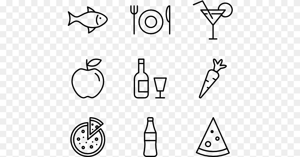 Food And Drink Line Art, Gray Png