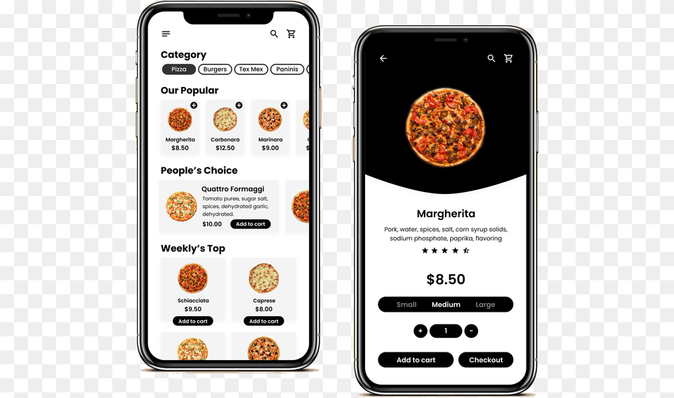 Food App Mockup, Electronics, Mobile Phone, Phone, Pizza Free Transparent Png