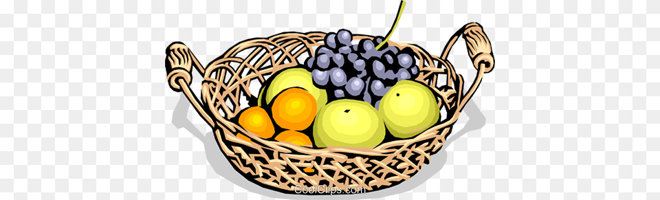 Food Basket Of Fresh Fruit Royalty Vector Clip Art, Plant, Produce, Grapes Free Png Download
