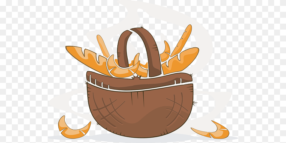 Food Bread Rolls Basket Bakery With Pastries Basket Vector, Bag Free Png
