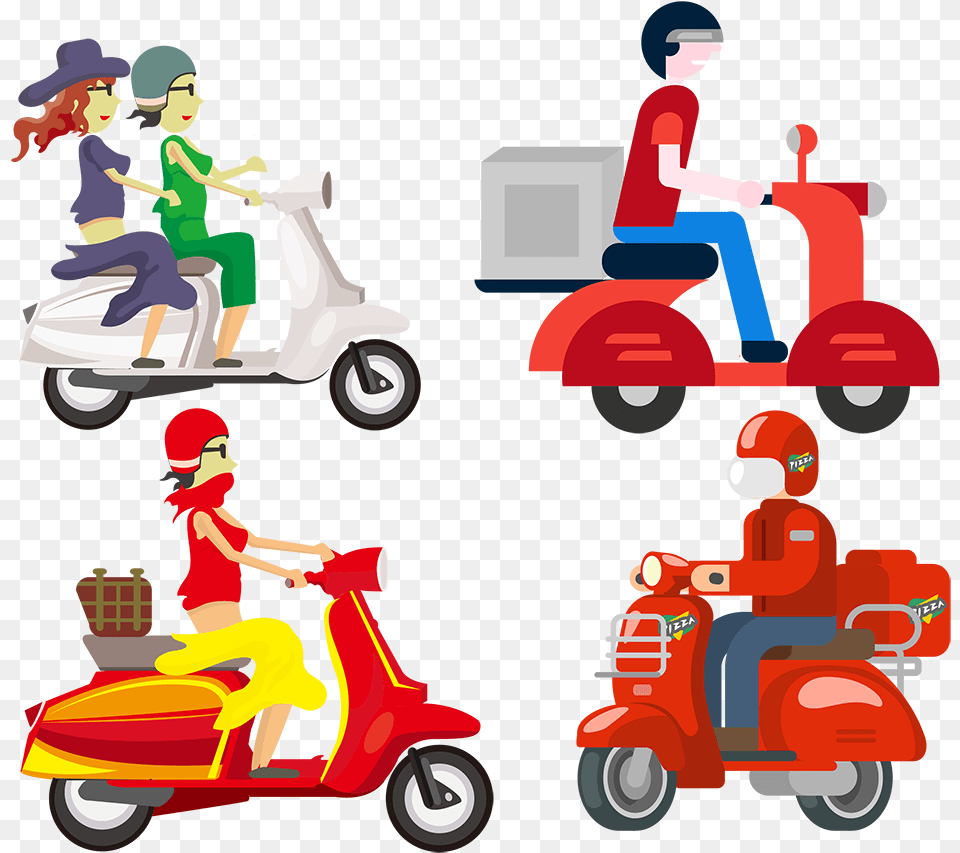 Food Delivery Food Delivery Vector, Vehicle, Transportation, Scooter, Baby Free Transparent Png