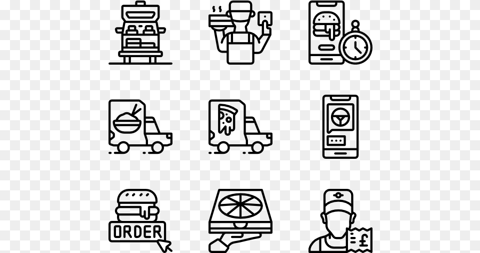 Food Delivery Print Icons, Gray Free Png Download