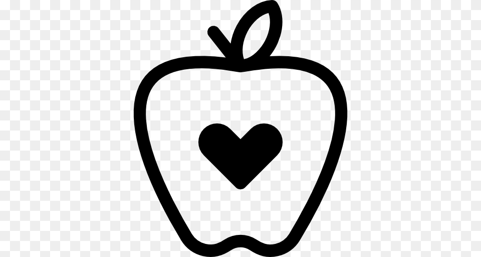 Food Heart Icon, Stencil, Apple, Fruit, Plant Png Image