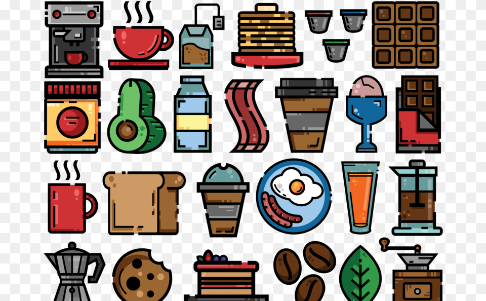 Food Illustrations Icons Breakfast Food Vector Colorful, Cream, Dessert, Ice Cream, Scoreboard Png