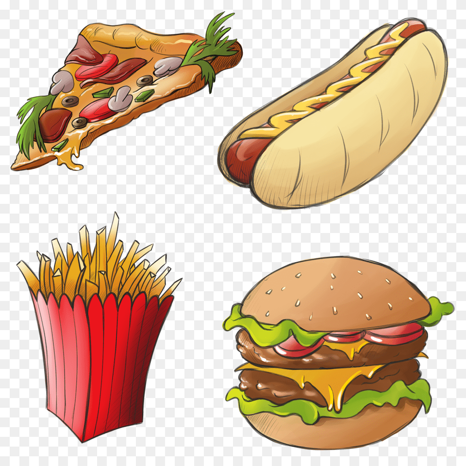 Food Junkfood Pizza Hotdog Frenchfries Hamburger Picnic, Burger, Hot Dog Free Png Download