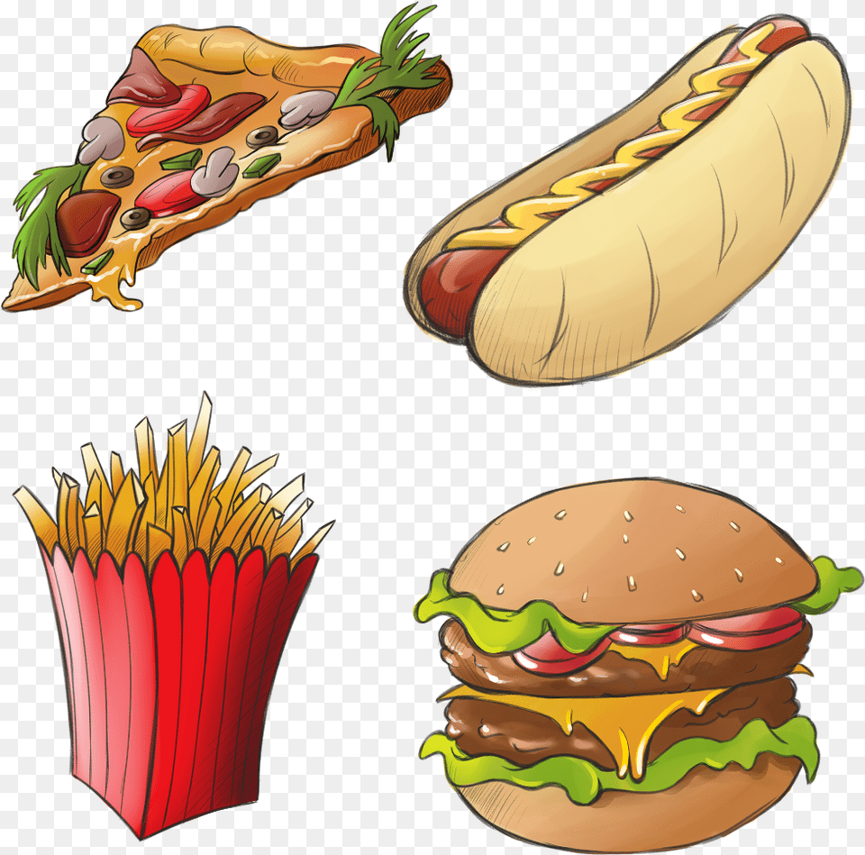 Food Junkfood Pizza Hotdog Frenchfries Hamburger Picnic Hamburger, Burger, American Football, American Football (ball), Ball Free Png