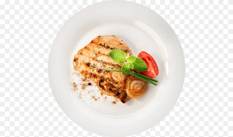 Food On A White Plate, Food Presentation, Bread Png Image
