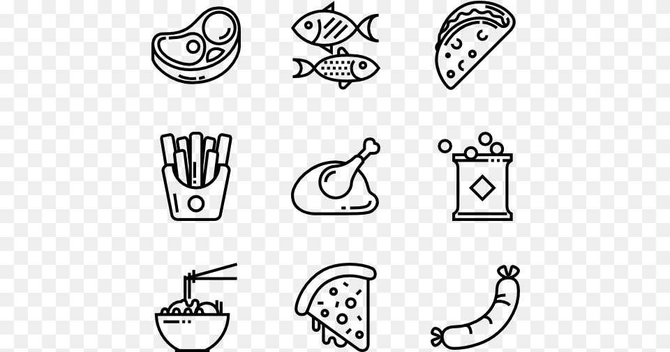 Food Packs Vector Hand Drawn Social Media Icons, Gray Png Image