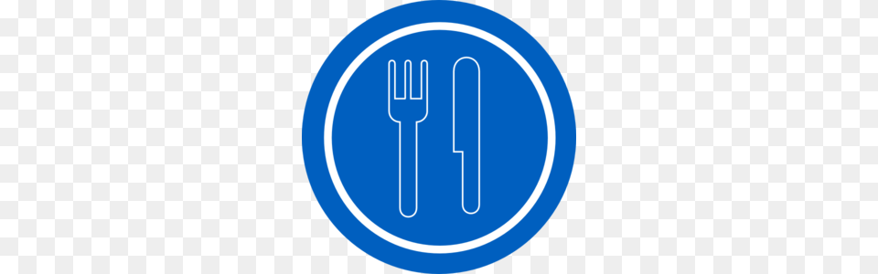 Food Service Sign Blue Plate With Outline Knife And Fork Clip Art, Cutlery, Spoon, Disk Free Transparent Png