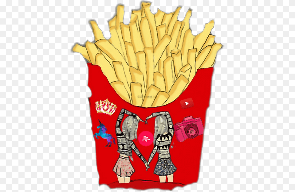 Food Sticker De Papas Fritas, Fries, Person Png Image