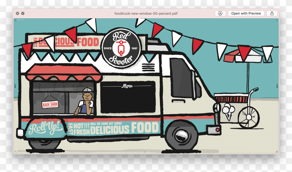 Food Truck, Vehicle, Van, Transportation, Person Png Image