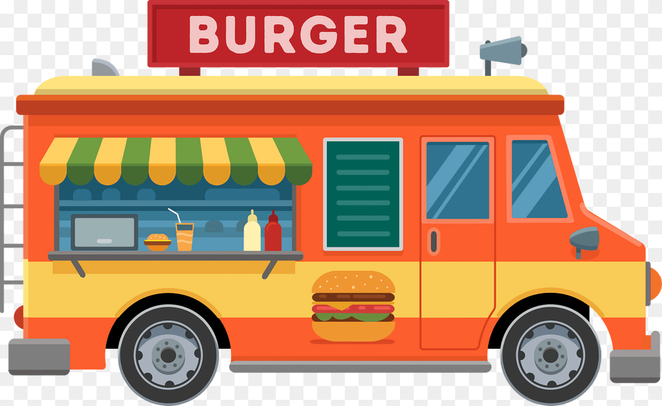 Food Truck Clipart, Burger, Transportation, Vehicle, Cup Free Png