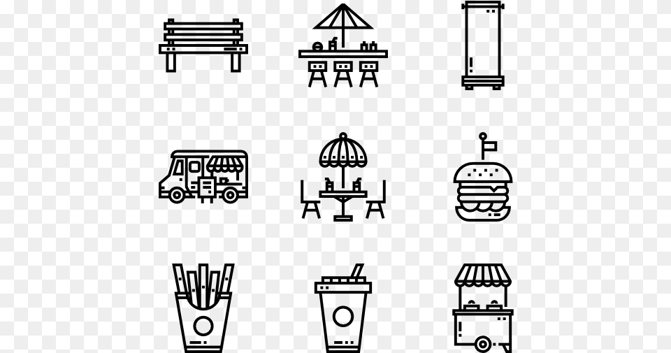 Food Truck Line Icon, Gray Png