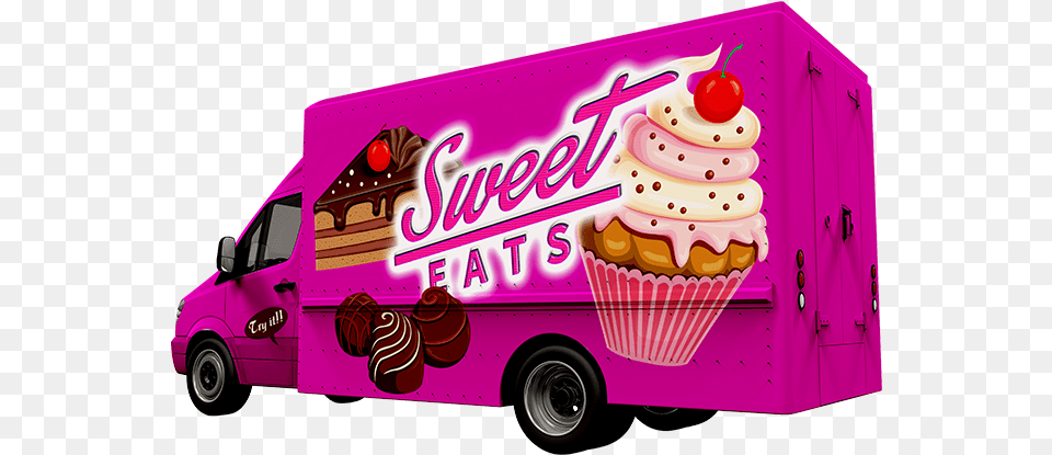 Food Truck Pink, Moving Van, Transportation, Van, Vehicle Free Transparent Png