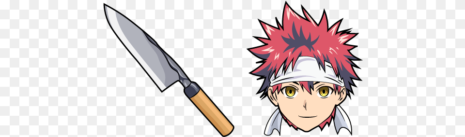 Food Wars Soma Yukihira Cursor Anime Cursor, Book, Comics, Publication, Weapon Free Transparent Png