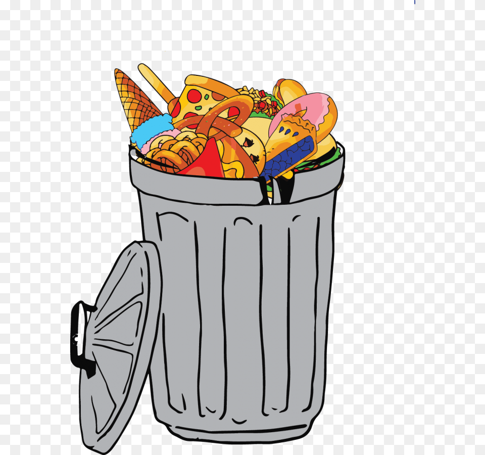Food Waste Cartoon, Tin, Garbage, Trash, Can Free Png Download