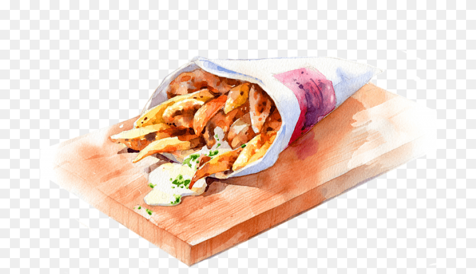 Food Watercolor, Sandwich Wrap, Bread Free Png Download