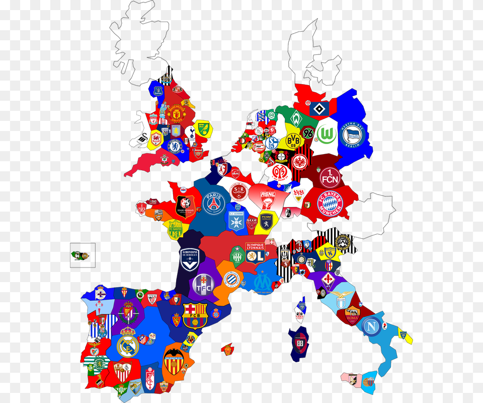 Football Clubs Of Europe Map, Baby, Person, Game, Super Mario Free Png Download