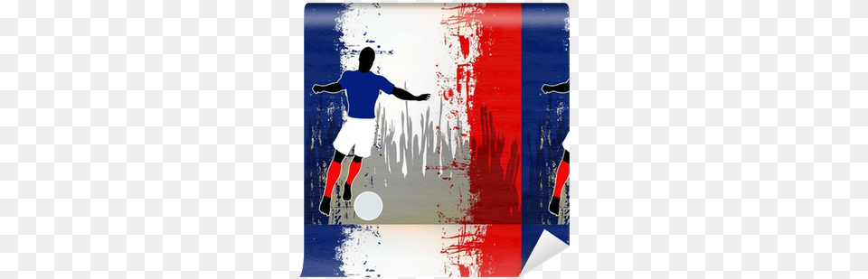 Football France Vector Soccer Player Over A Grunged French Menu Template, Art, Adult, Person, Painting Free Png