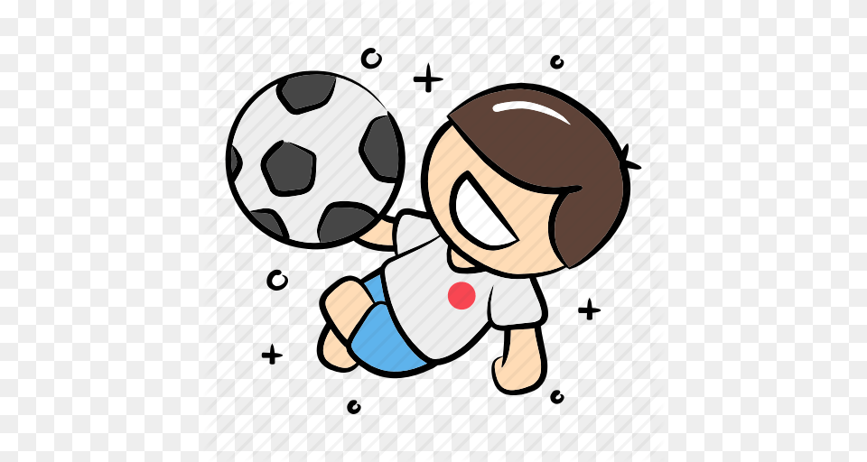 Football Jump Kick Ball Overhead Kick Player Soccer Sport Icon, Soccer Ball, Baby, Person, Face Free Png