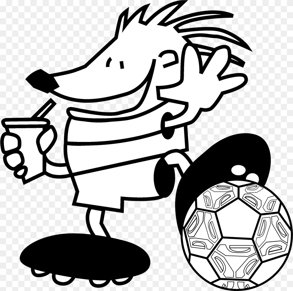 Football Mascot Logo Black And White 1999 Copa America Logo, Ball, Soccer, Soccer Ball, Sport Free Png