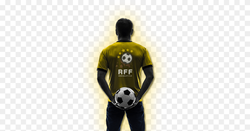 Football Player Boy Holding Football Back Side, T-shirt, Ball, Clothing, Sport Free Png Download