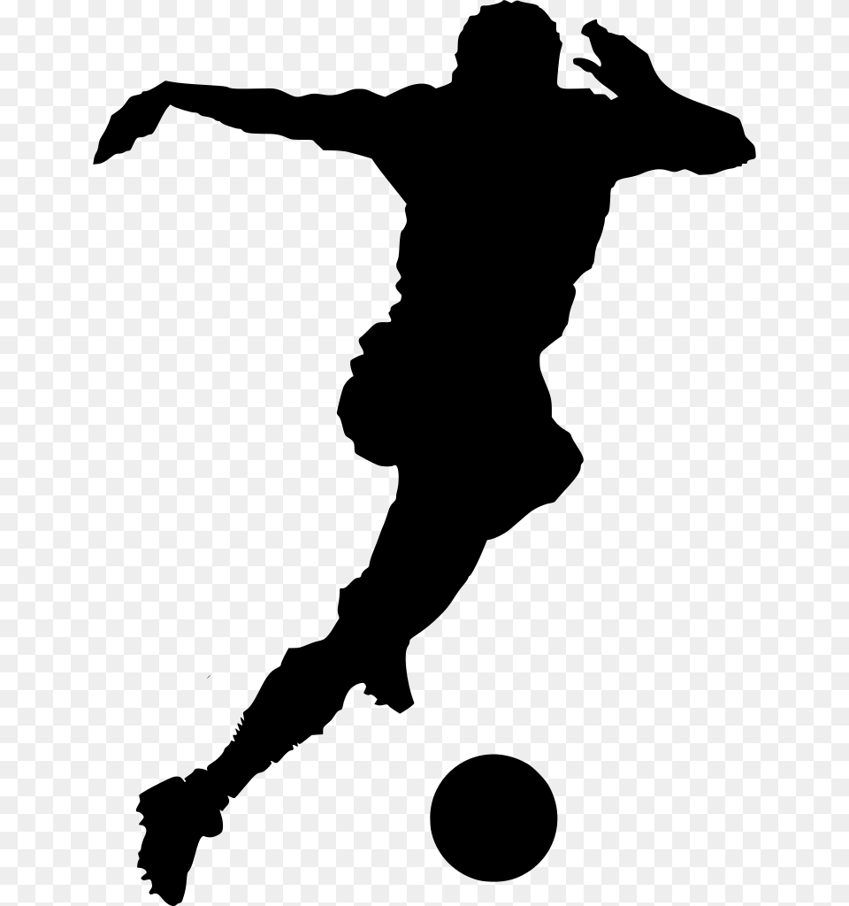 Football Player Clipart Soccer Clipart Black And White, Gray Free Png