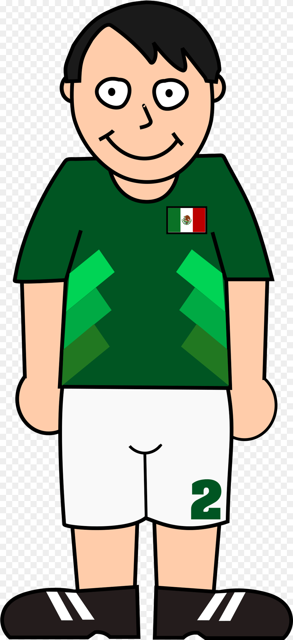 Football Player Mexico Banner Transparent Standing Soccer Player Clipart, Clothing, Shorts, T-shirt, Boy Png Image