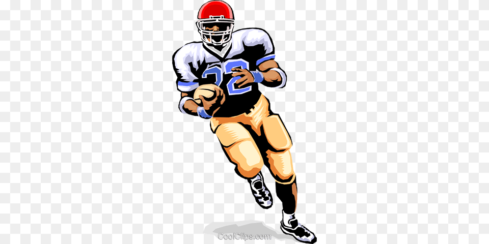 Football Player Running The Ball Royalty Vector Clip Art, American Football, Playing American Football, Person, Helmet Free Png