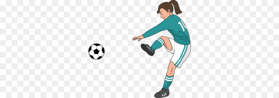 Football Player Shooting Clip Art Women Cartoon, Kicking, Person, Adult, Female Free Png