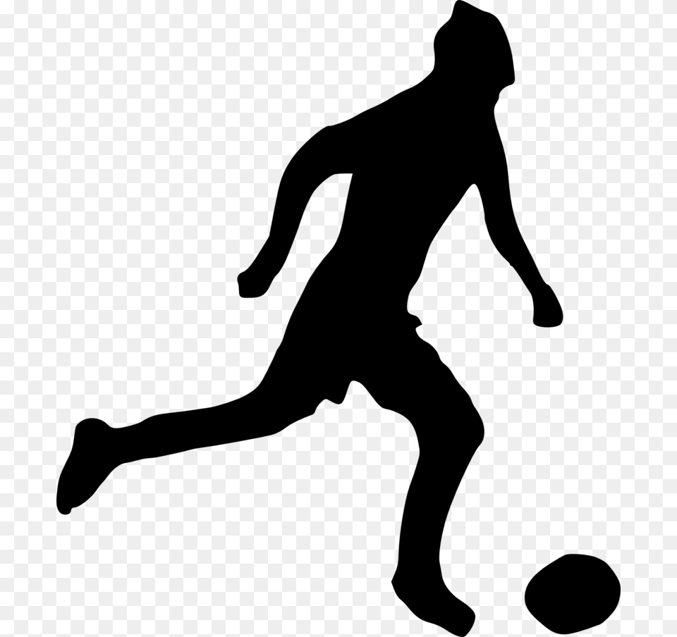 Football Player Silhouette Jogador De Futebol Em Preto E Branco, Gray Free Transparent Png