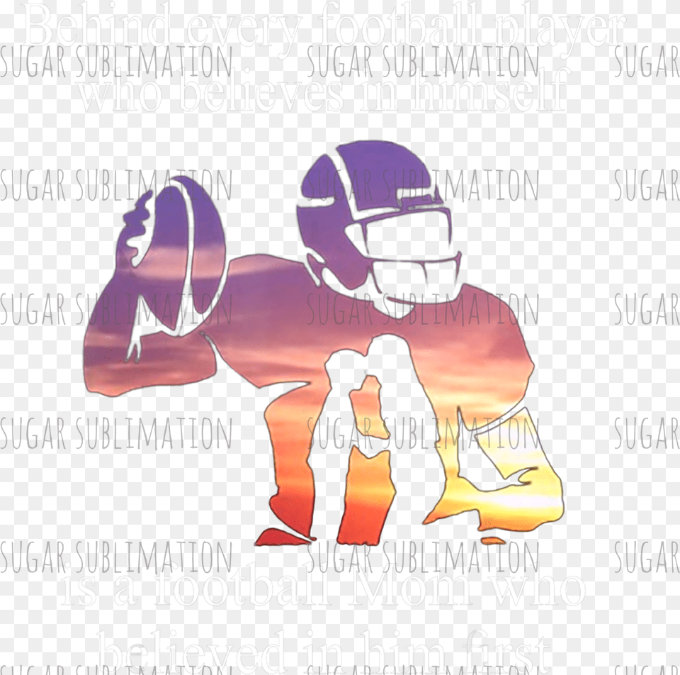 Football Player With Mom Silhouette, People, Person, Helmet, Advertisement Png Image